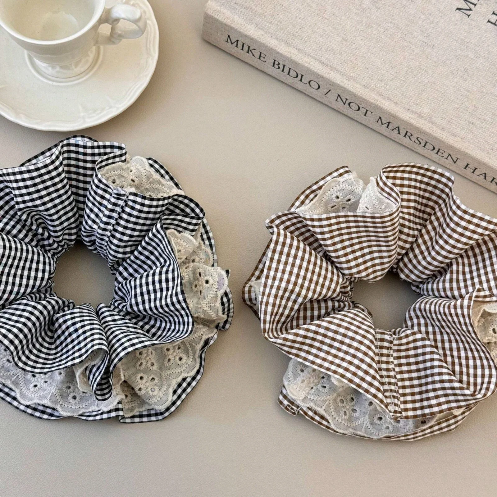 1PC French-Style Soft Four-Layer Lace Houndstooth Hair Scrunchie, Elegant and Fashionable Daily Hair Accessory, Ladies' Hair Acc