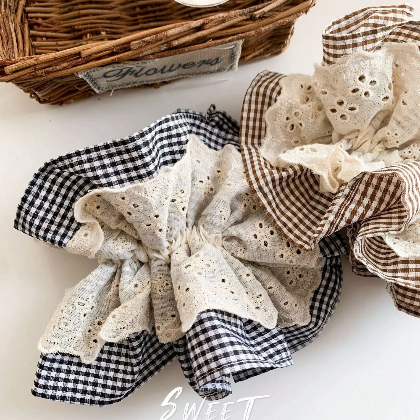 1PC French-Style Soft Four-Layer Lace Houndstooth Hair Scrunchie, Elegant and Fashionable Daily Hair Accessory, Ladies' Hair Acc