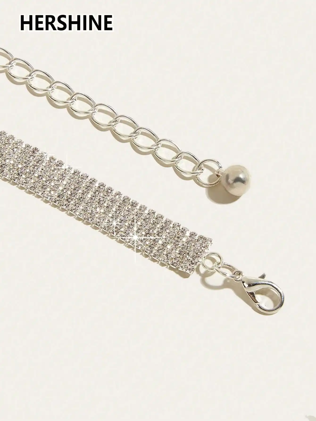 HERSHINE 1pcs Women's Fashion Silver Rhinestone Waist Necklace Suitable for Matching Dresses Suitable for Party,spring,summer