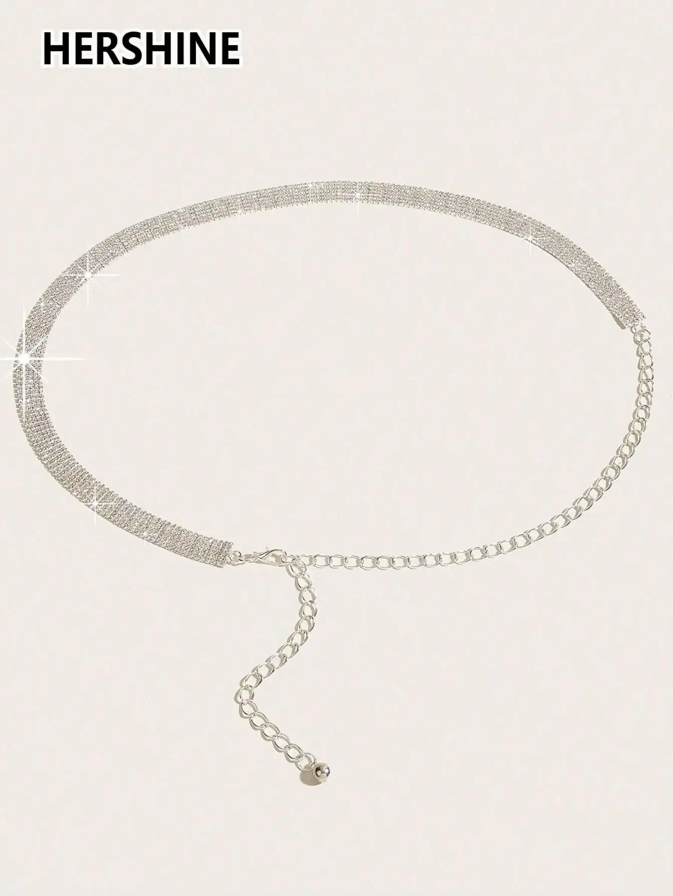 HERSHINE 1pcs Women's Fashion Silver Rhinestone Waist Necklace Suitable for Matching Dresses Suitable for Party,spring,summer