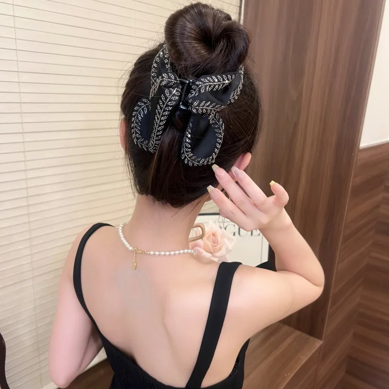 1pc Design sense, leaf, wheat ear, shark clip, satin, sparkling diamond, temperament, grip, clip, hair, grip