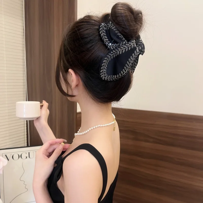 1pc Design sense, leaf, wheat ear, shark clip, satin, sparkling diamond, temperament, grip, clip, hair, grip