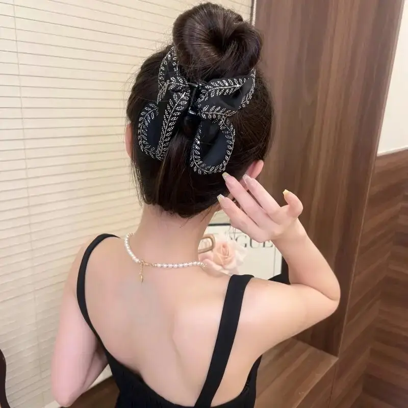 1pc Design sense, leaf, wheat ear, shark clip, satin, sparkling diamond, temperament, grip, clip, hair, grip