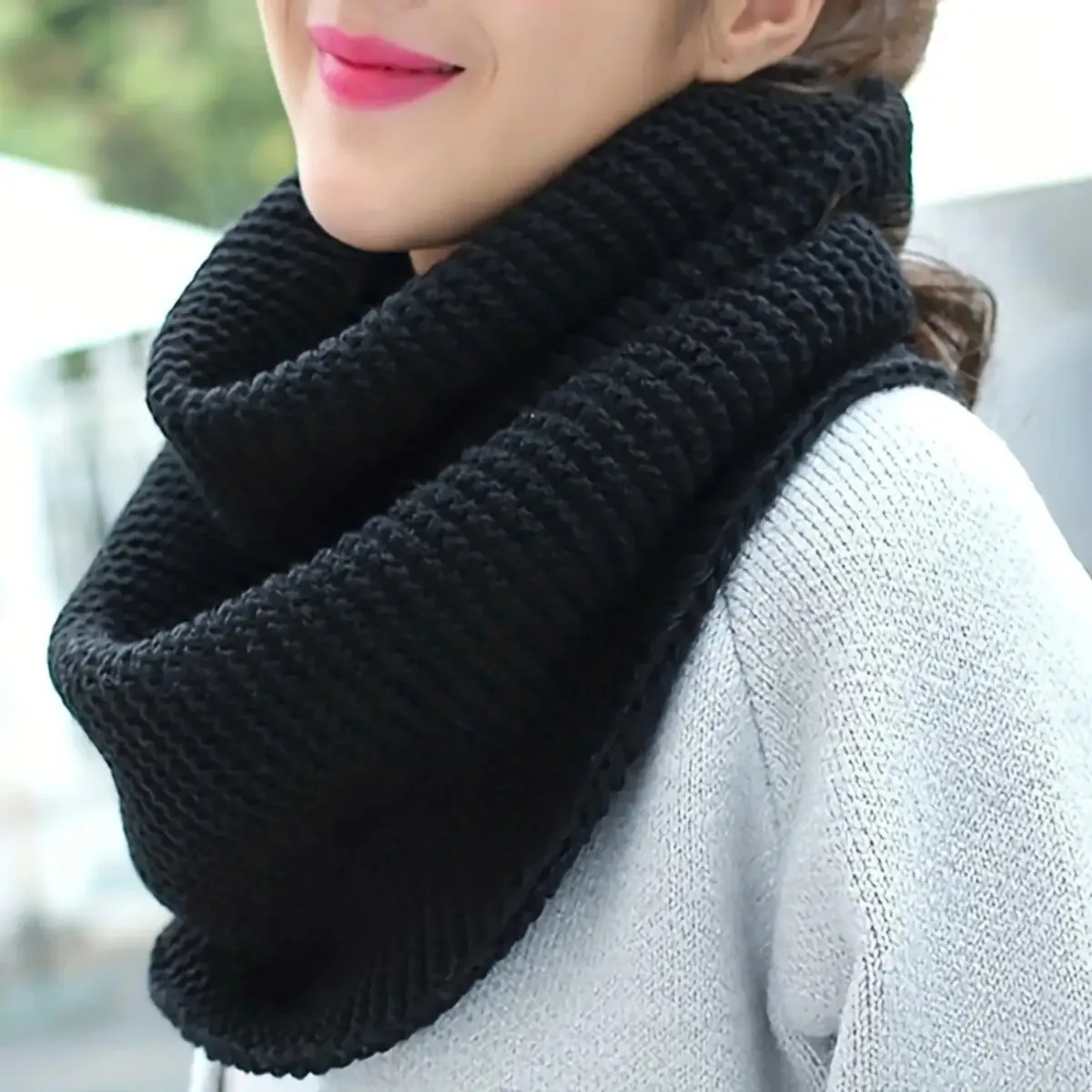 Elegant Thick Winter Scarf for Women - Windproof, Breathable, Infinite Loop Neck Warmer with Soft Style Texture.Machine washable
