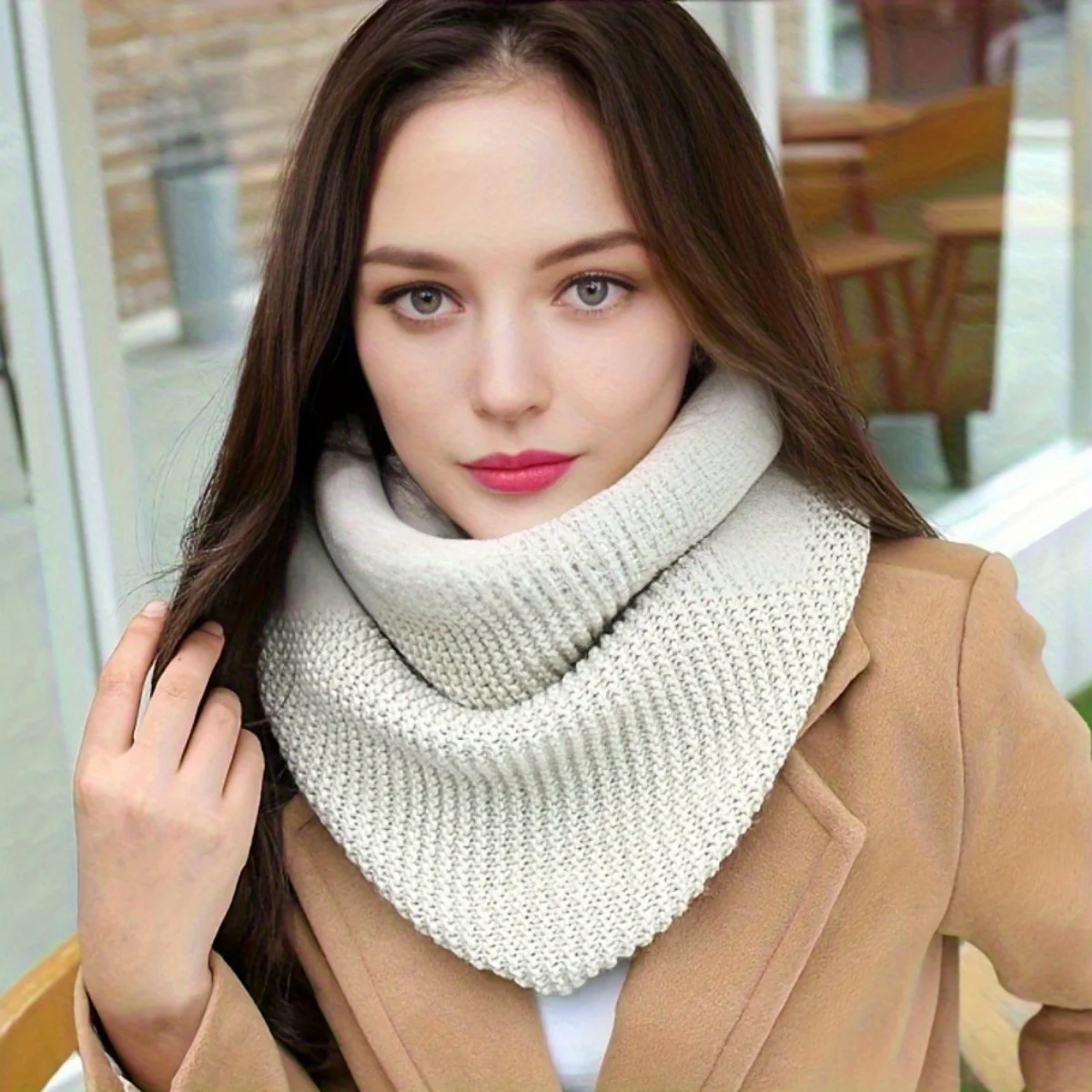 Elegant Thick Winter Scarf for Women - Windproof, Breathable, Infinite Loop Neck Warmer with Soft Style Texture.Machine washable