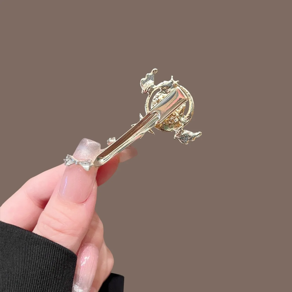 1/2pcs Beautiful Girl Warrior Hits Diamond Studded Magic Wand Hair Clip Pink Dreamy Super Eye-catching Lit Up Playful Styling
