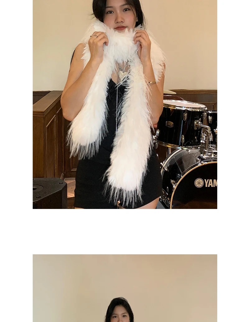 Korean Designer Runway Style Thick Scarf Fashionable Plush Long Strip Scarf Women's Imitation Mink Fur Y2K Girl Scarf for Warm