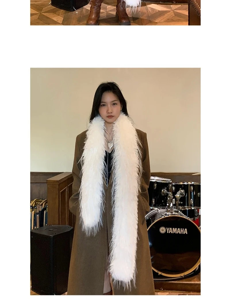 Korean Designer Runway Style Thick Scarf Fashionable Plush Long Strip Scarf Women's Imitation Mink Fur Y2K Girl Scarf for Warm