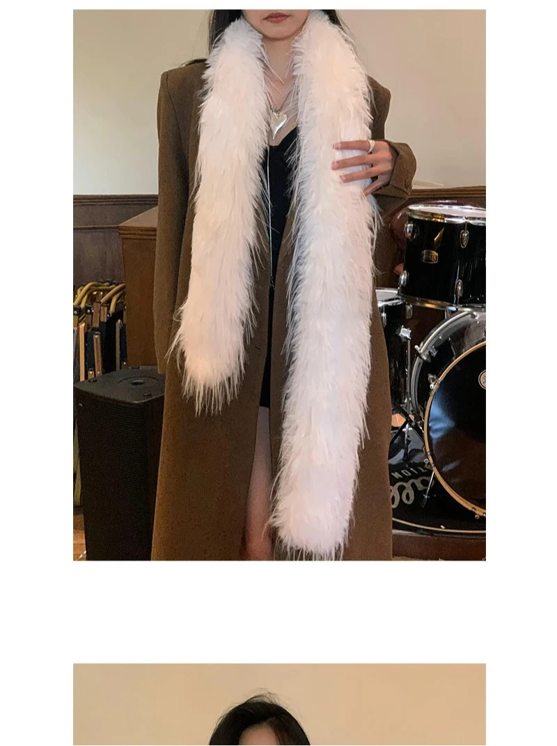 Korean Designer Runway Style Thick Scarf Fashionable Plush Long Strip Scarf Women's Imitation Mink Fur Y2K Girl Scarf for Warm