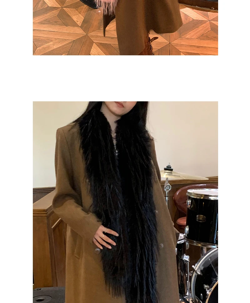 Korean Designer Runway Style Thick Scarf Fashionable Plush Long Strip Scarf Women's Imitation Mink Fur Y2K Girl Scarf for Warm