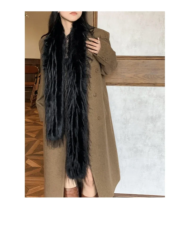 Korean Designer Runway Style Thick Scarf Fashionable Plush Long Strip Scarf Women's Imitation Mink Fur Y2K Girl Scarf for Warm