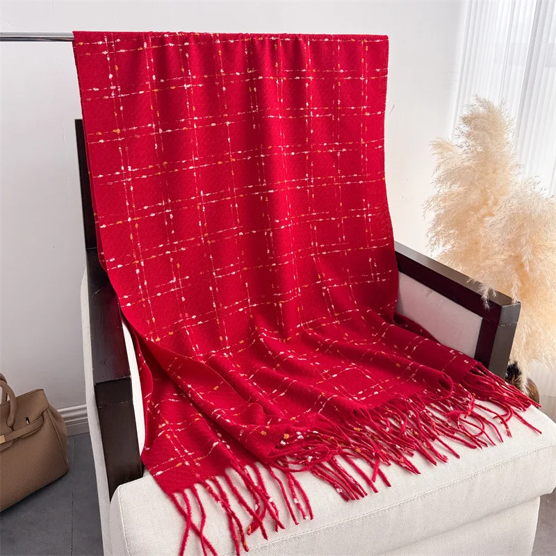 Luxury Brand Plaid Scarf Women Autumn Winter Women Warm Neckerchief Pashmina Lady Shawls and Wraps Casual Tassel Blanket Scarves