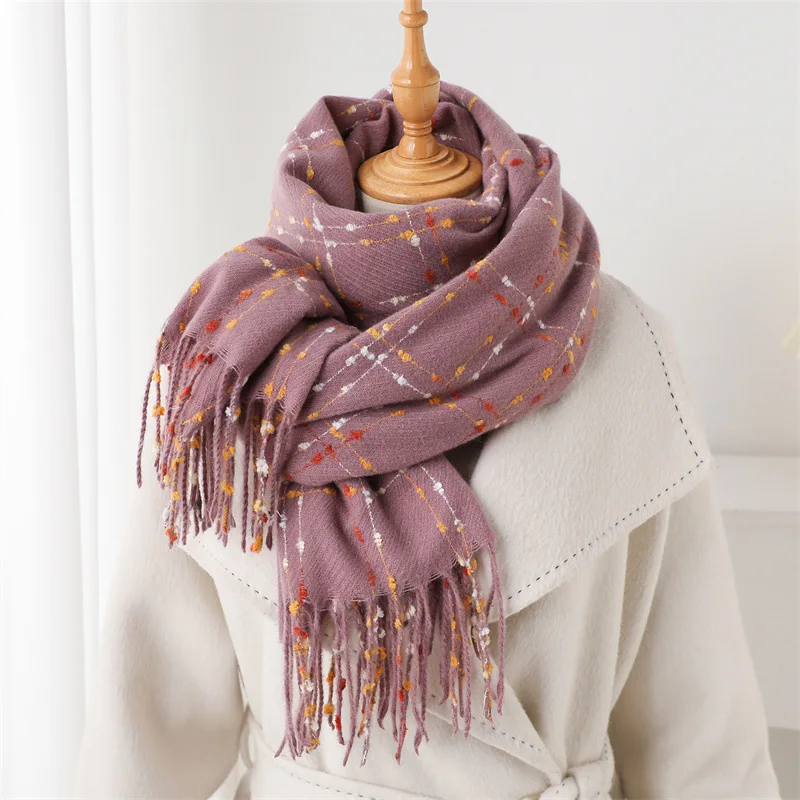 Luxury Brand Plaid Scarf Women Autumn Winter Women Warm Neckerchief Pashmina Lady Shawls and Wraps Casual Tassel Blanket Scarves