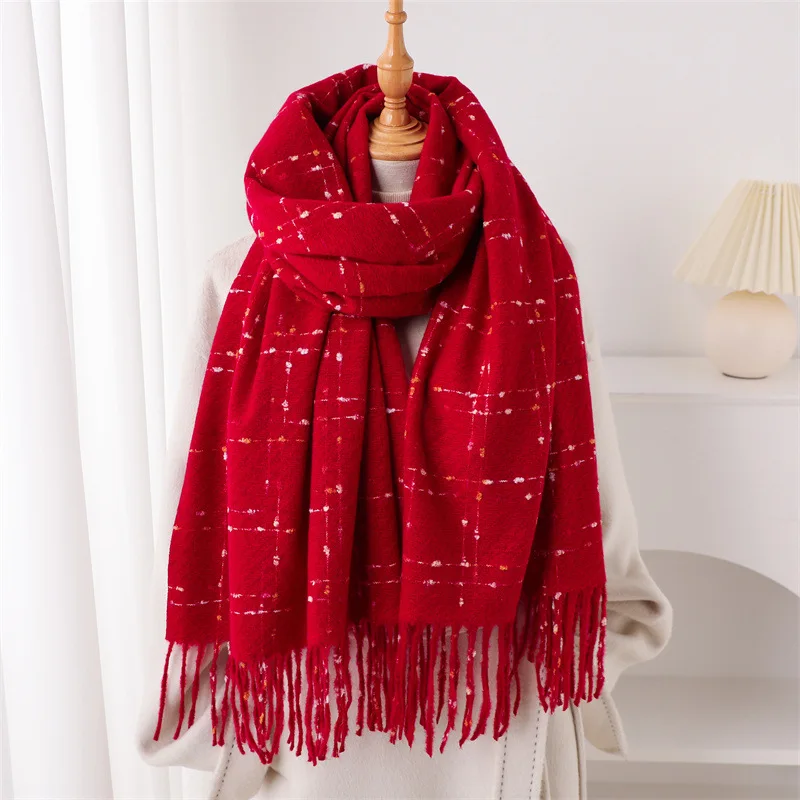 Luxury Brand Plaid Scarf Women Autumn Winter Women Warm Neckerchief Pashmina Lady Shawls and Wraps Casual Tassel Blanket Scarves