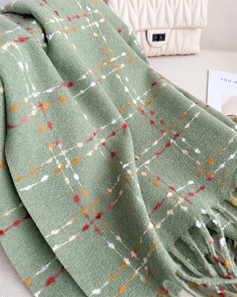 Luxury Brand Plaid Scarf Women Autumn Winter Women Warm Neckerchief Pashmina Lady Shawls and Wraps Casual Tassel Blanket Scarves
