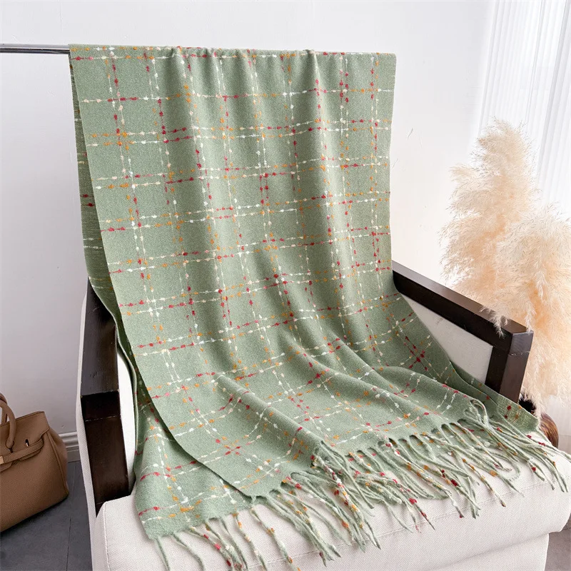 Luxury Brand Plaid Scarf Women Autumn Winter Women Warm Neckerchief Pashmina Lady Shawls and Wraps Casual Tassel Blanket Scarves