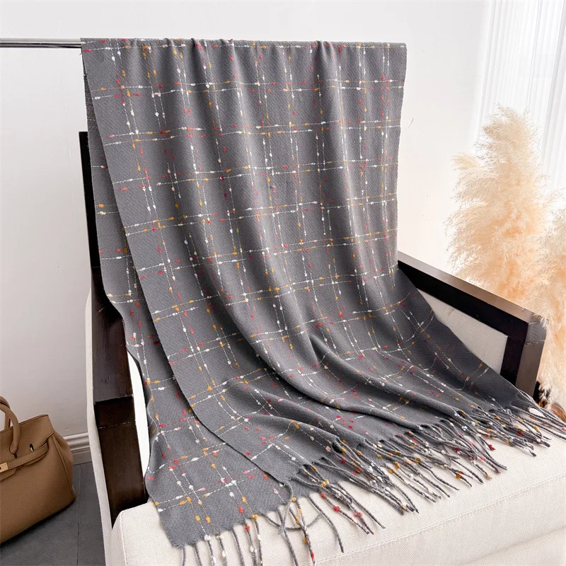 Luxury Brand Plaid Scarf Women Autumn Winter Women Warm Neckerchief Pashmina Lady Shawls and Wraps Casual Tassel Blanket Scarves