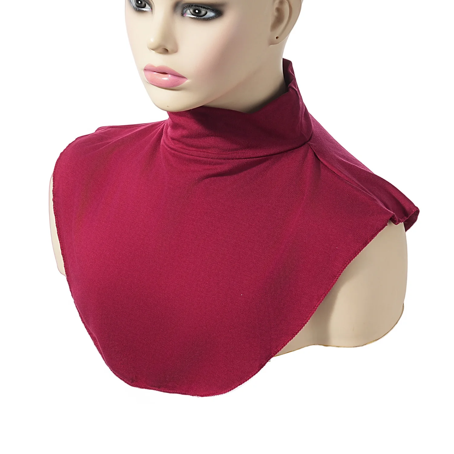 Women Muslim Modal Fake False Collar Islamic Hijab Extensions Turtleneck High Neck Cover Warmer Half Tops Hijab Scarf Crop Wrap