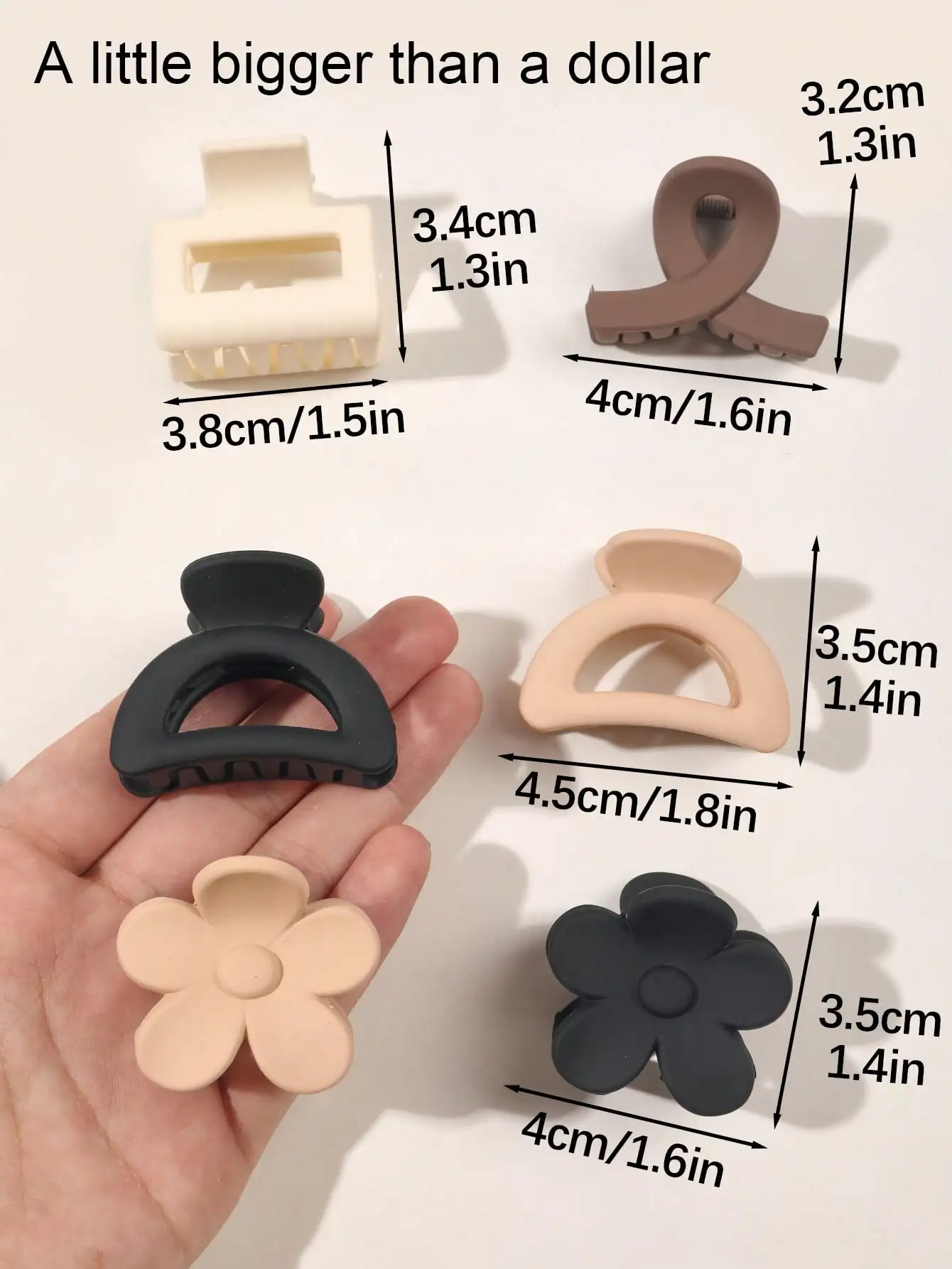 8Pcs Matte Small Flower Hair Clips 6.5cm Square Hair Claws for Women Girls Thin Hair Simple 3.8cm Rectangle Hair Accessories
