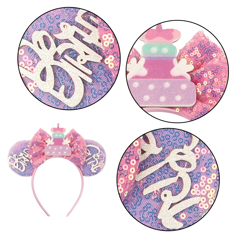 1pc Sweet Princess Hairband Cute Sparkle Bow Birthday Bracelet for Birthday Party Performances Wear Women Hair Accessory