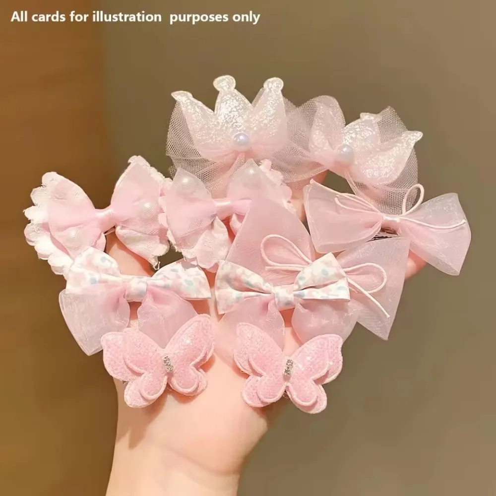 10 Pieces of Sweet Pink Hairpins Are Cute and Versatile Crown and Bow Bangs Hair Clips Kids Baby Hair Accessories Set