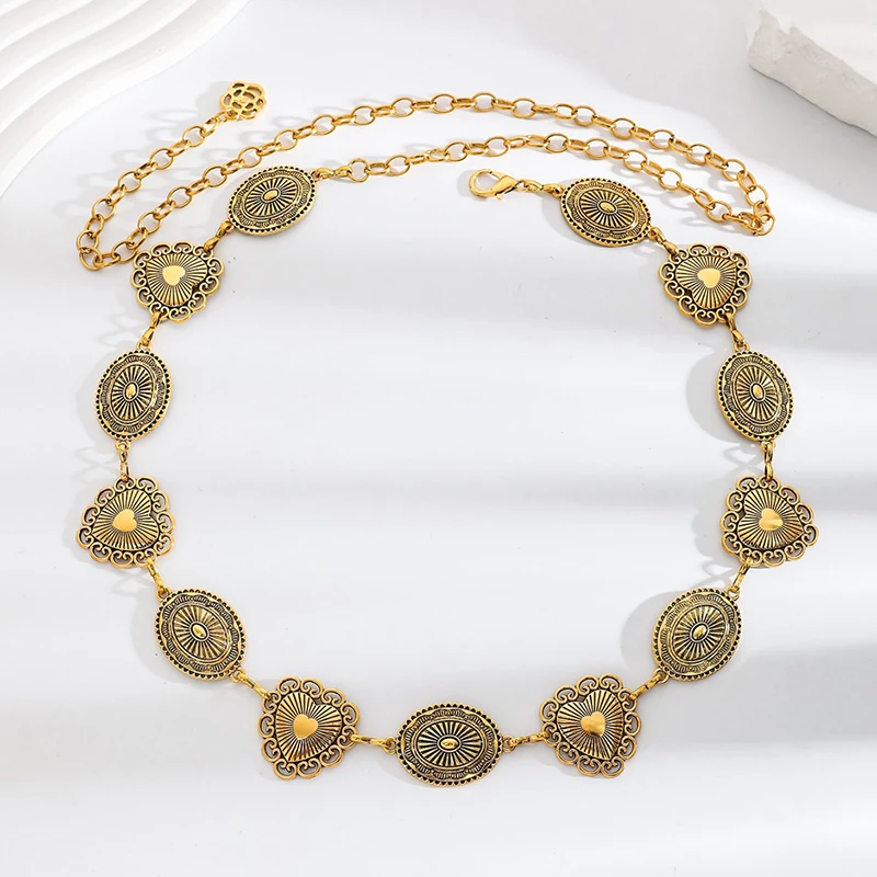Silver Retro Metal Waist Chain Belt Female Gothic Accessory Women's New Summer Versatile Match Skirts Jeans Waistband Trendy