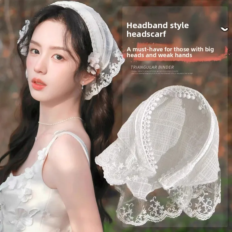 1Pc French Lace Headband Style Headscarf/headband Outdoor Dating,sweet and Elegant Style,easy To Wear,fashionable Versatile