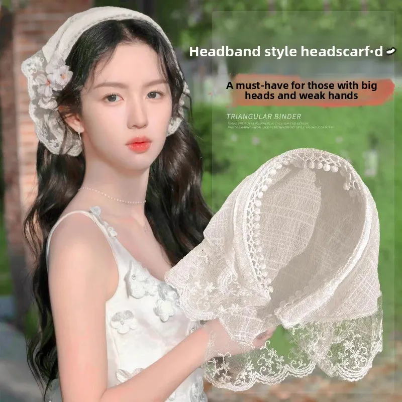 1Pc French Lace Headband Style Headscarf/headband Outdoor Dating,sweet and Elegant Style,easy To Wear,fashionable Versatile