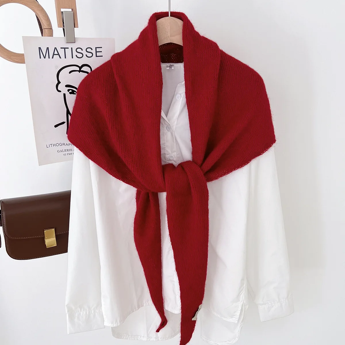2025 Wool Winter Scarf For Women Warm triangle Knit Scarves Hijab Solid Lady Shawl Wrap Female Pashmina Bandana Head Scarf