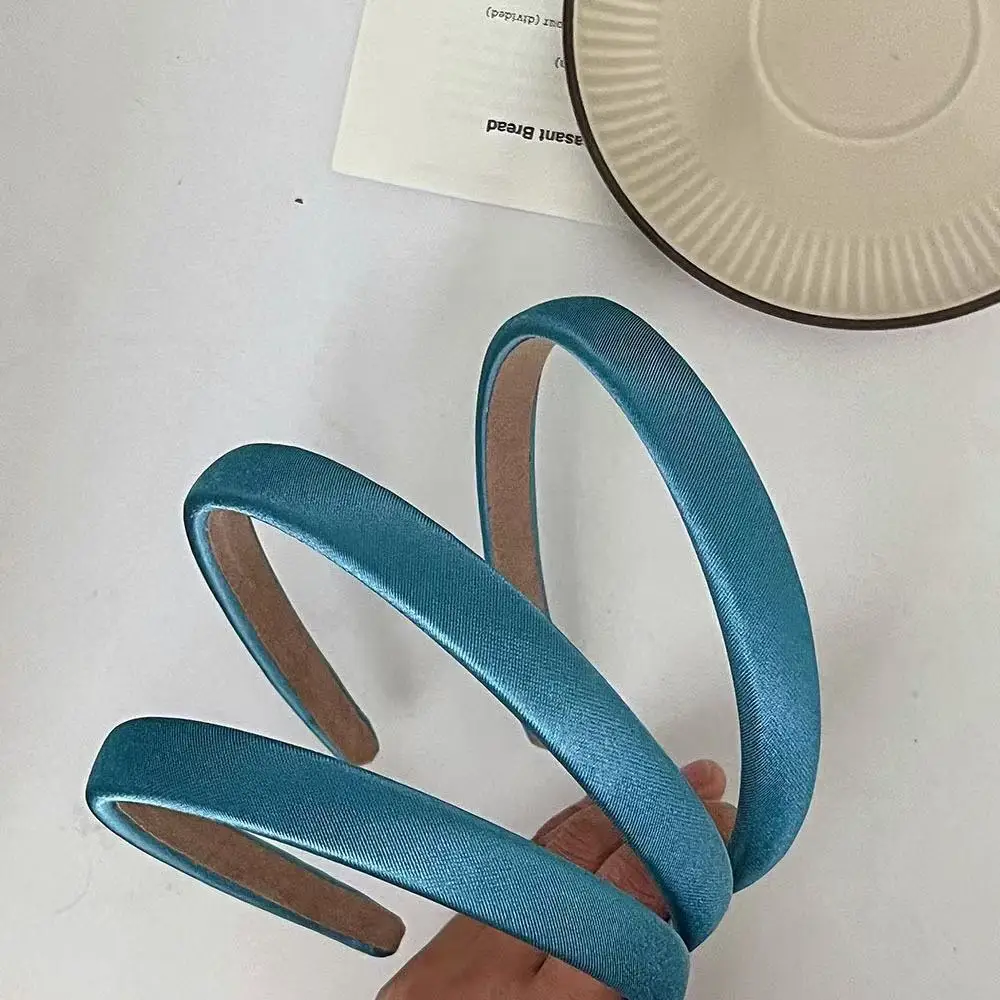 1PC Women's Autumn Winter Daily Teal Satin Headband Minimalist Fashion Hair Accessory Stylish Daily Hair Decoration