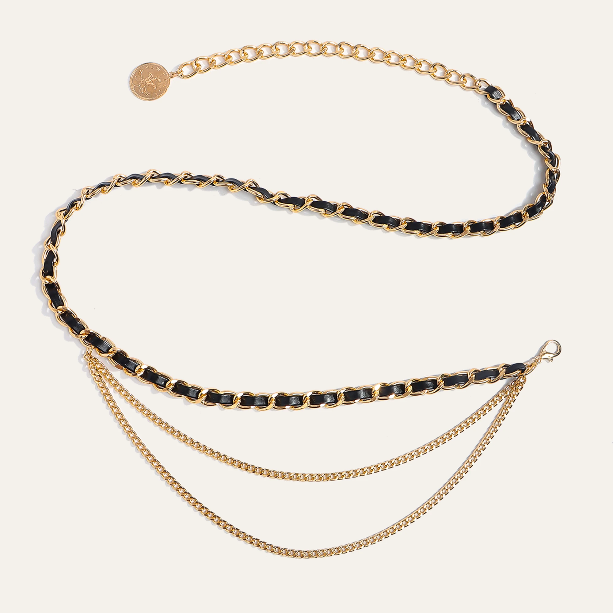 1pc Fashion Multi-Layer Metal Waist Chain for Women Versatile Dress Belt Accessory
