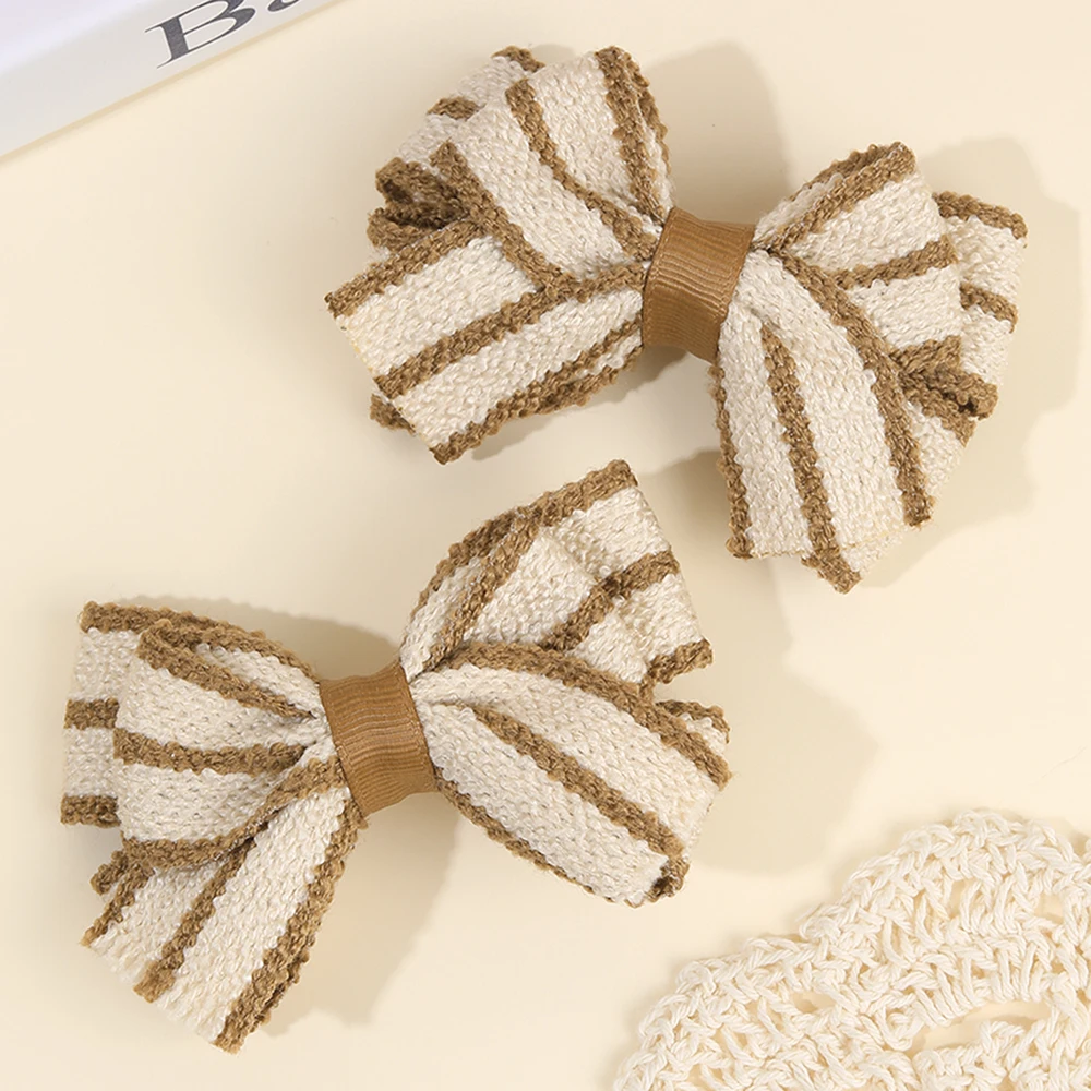 2Pcs Color-Blocked Bow Hair Clips For Girls Elegant Double-layer Black&White Hair Accessories For Girls Soft Trendy Headwear