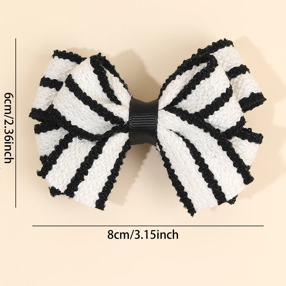 2Pcs Color-Blocked Bow Hair Clips For Girls Elegant Double-layer Black&White Hair Accessories For Girls Soft Trendy Headwear
