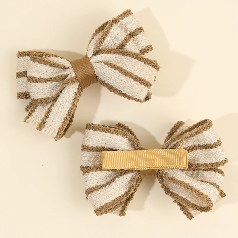 2Pcs Color-Blocked Bow Hair Clips For Girls Elegant Double-layer Black&White Hair Accessories For Girls Soft Trendy Headwear