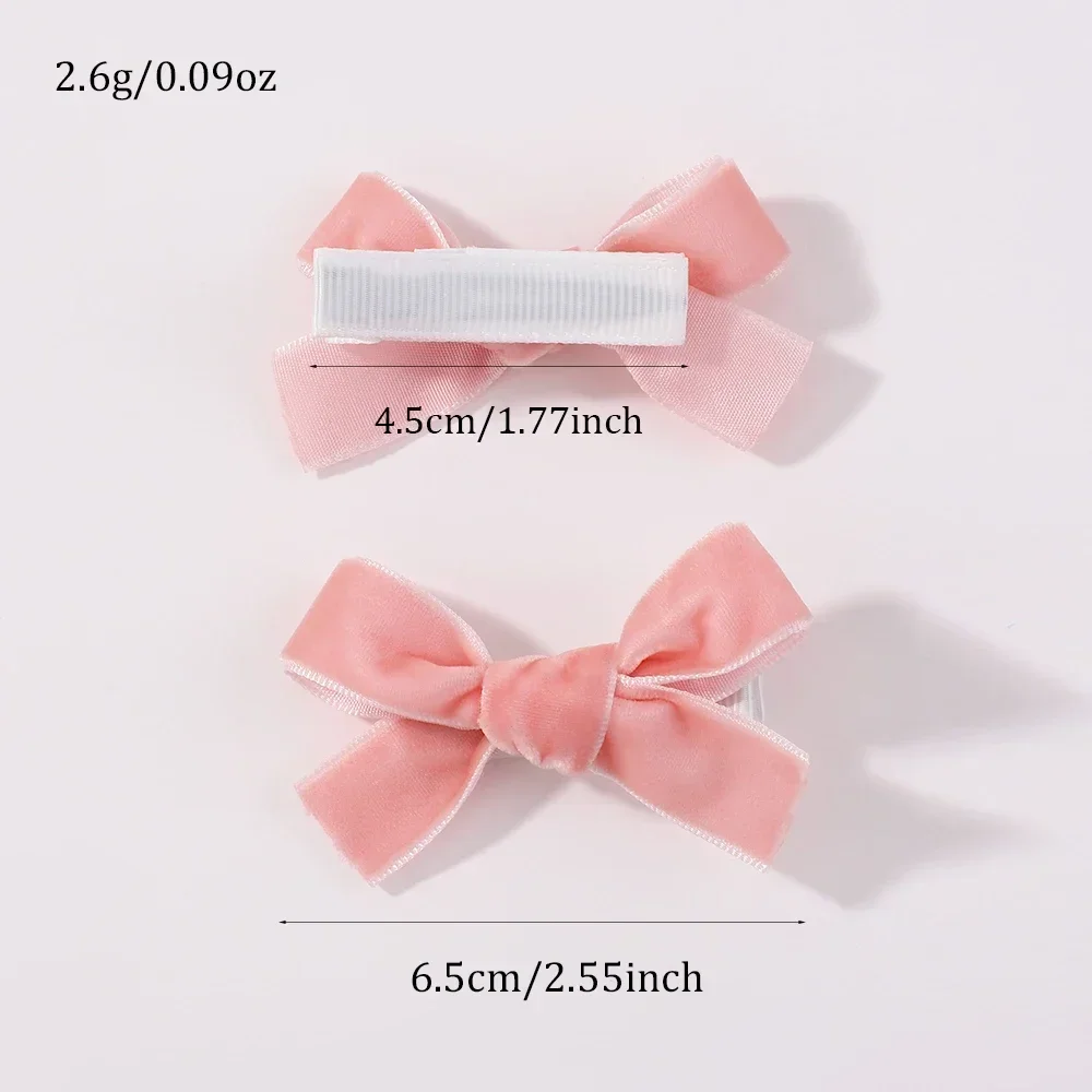 Candy Color Velvet Bows Hair Clips for Baby Girls, Handmade Bowbot, Hairpin, Festival Headwear, Hair Accessories Gifts, 6 PCs