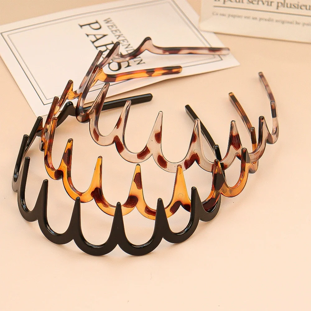 3PCS Korean Women Non-Slip Headband Plastic U Shape Hair Hoops Comb Fixed Teeth Fluffy Top Hair Bands Headwear Hair Accessories
