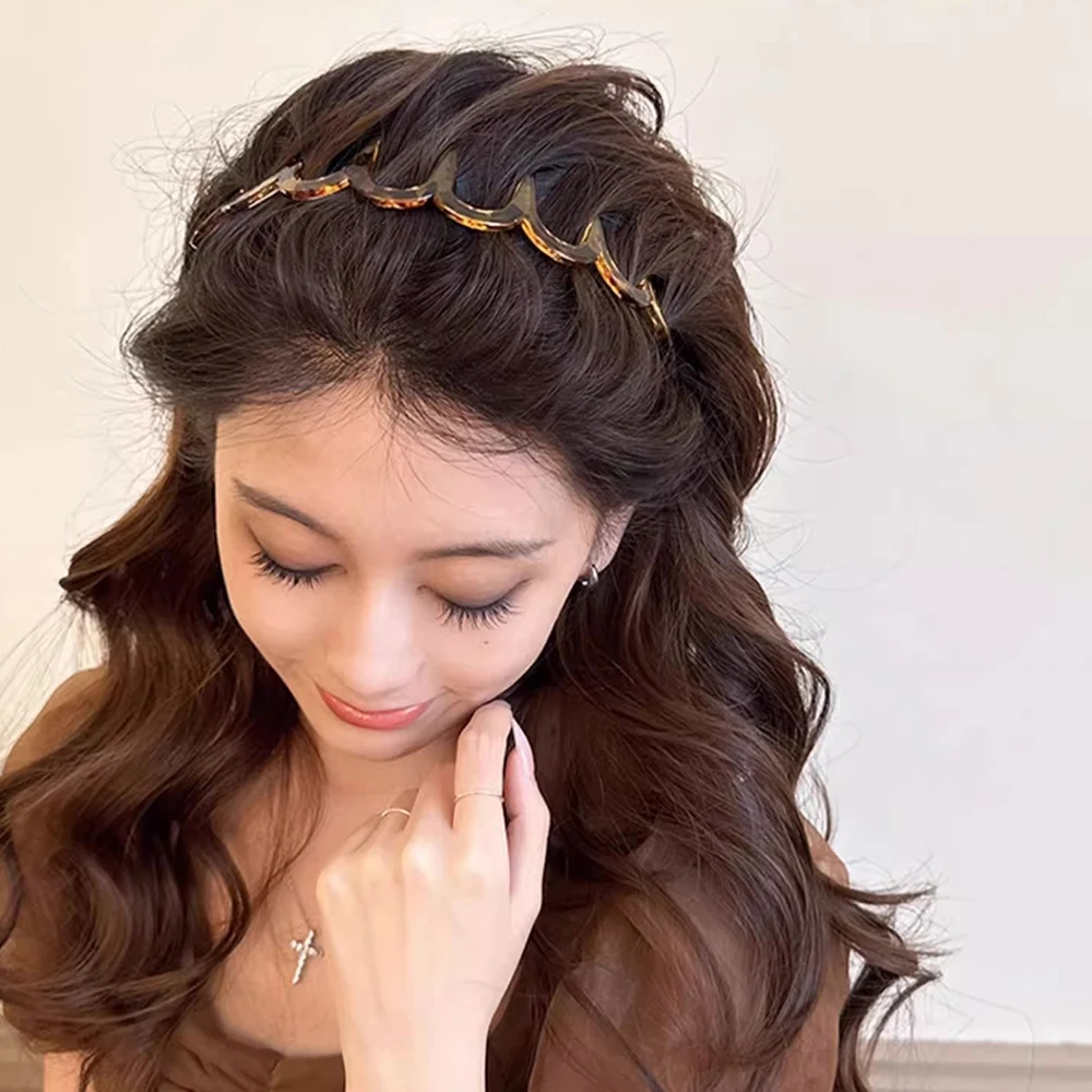 3PCS Korean Women Non-Slip Headband Plastic U Shape Hair Hoops Comb Fixed Teeth Fluffy Top Hair Bands Headwear Hair Accessories