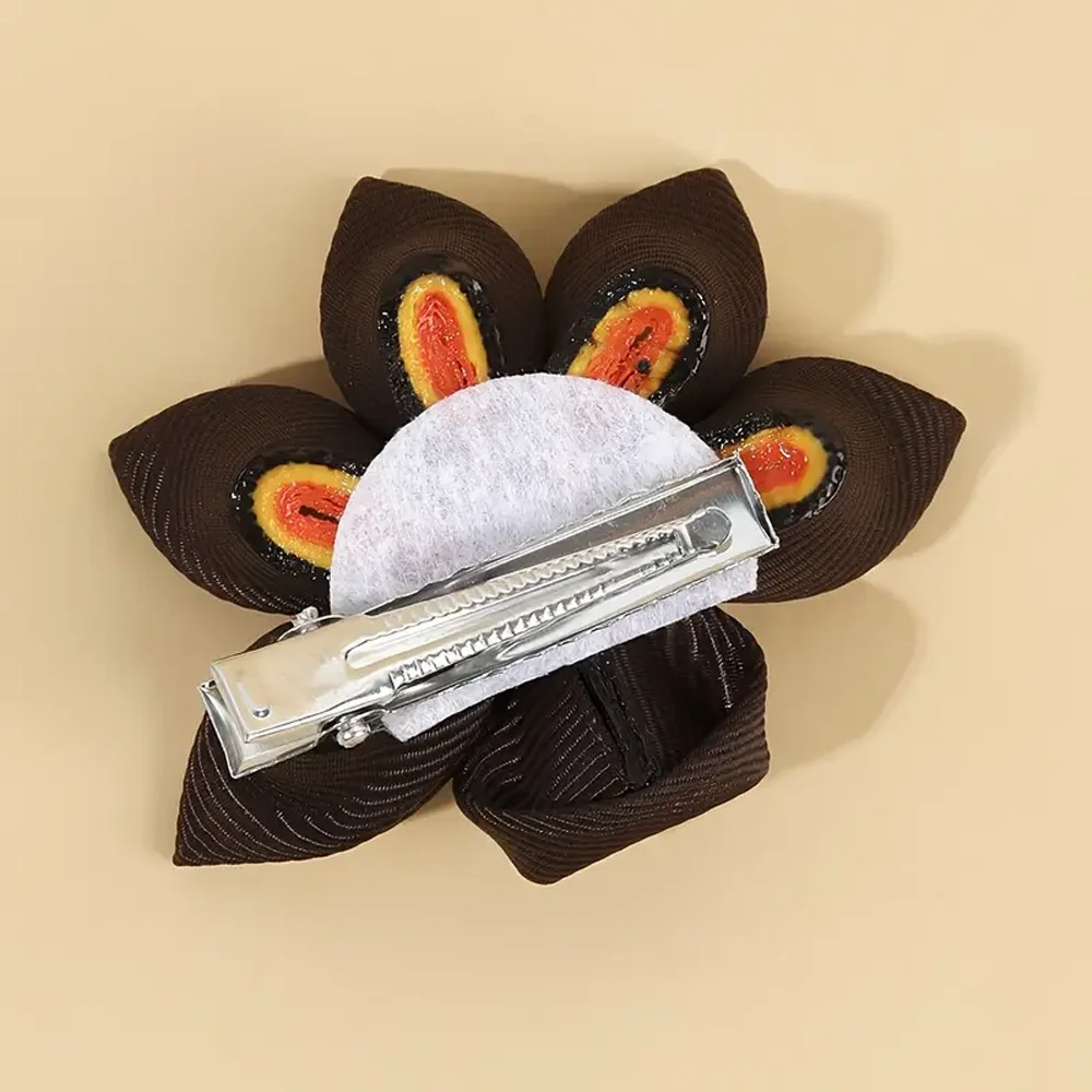 2Pcs New Turkey Decor Hair Clip For Toddler Girls Kids Multicolor Grosgrain Ribbon Hairpin Festival Party Daily Hair Accessories