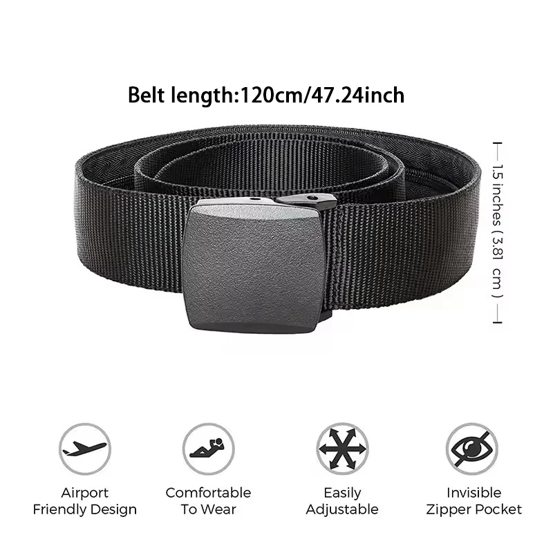 New Travel Cash Anti Theft Belt Waist Bag Women Portable Hidden Money Strap Belt Wallet Waist Pack Men Hiding Belt For Men Women