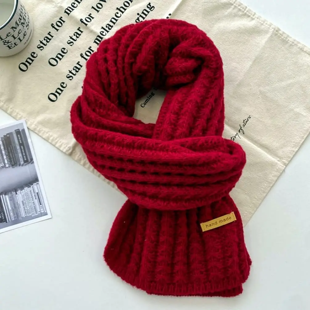 Chic Winter Matching Red Knit Scarves Cozy & Versatile Neck Warmth Unisex Warm AccessoryStudent Fashion