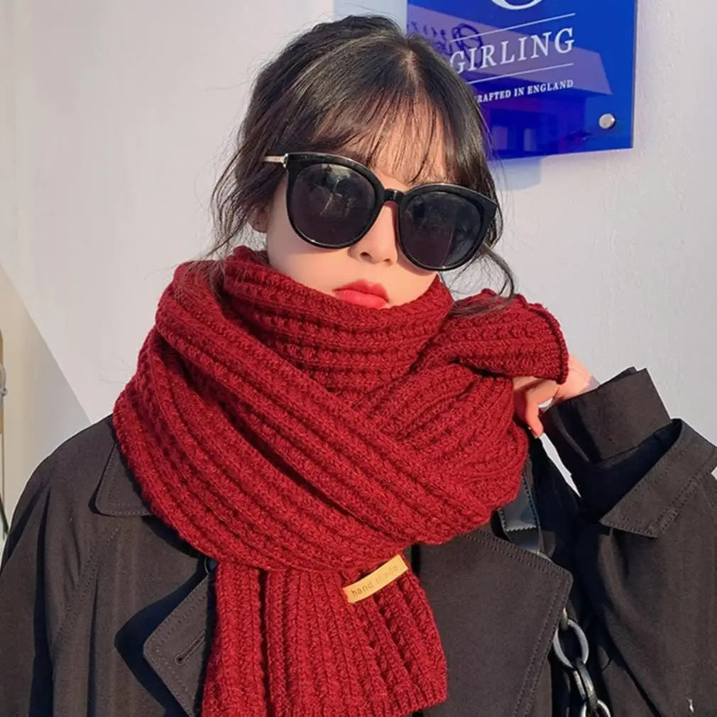 Chic Winter Matching Red Knit Scarves Cozy & Versatile Neck Warmth Unisex Warm AccessoryStudent Fashion