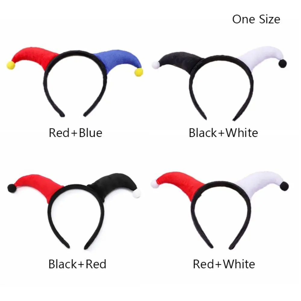 Cute Two-color Clown Headband Exaggerated Costume Accessories Halloween Devil Horn Headpiece Joker Headwear Halloween Party