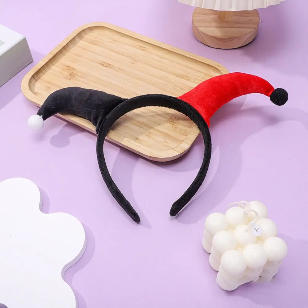 Cute Two-color Clown Headband Exaggerated Costume Accessories Halloween Devil Horn Headpiece Joker Headwear Halloween Party