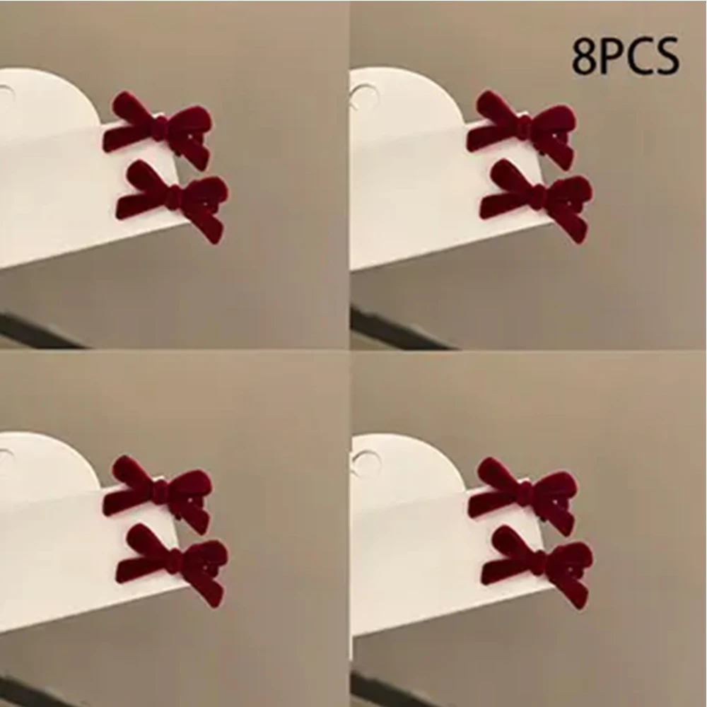 8PCS Hair Clips Set for Women Girls Red Black Mini Bowknot Hairpins Cute Hair Accessories Daily Wear Party Vintage Style