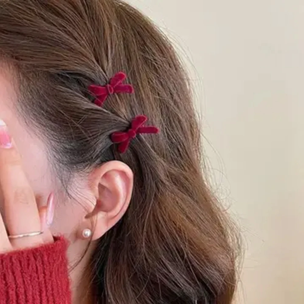 8PCS Hair Clips Set for Women Girls Red Black Mini Bowknot Hairpins Cute Hair Accessories Daily Wear Party Vintage Style