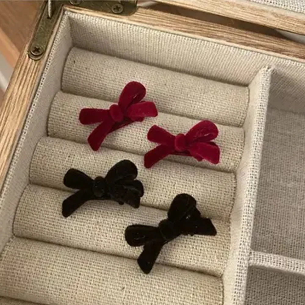 8PCS Hair Clips Set for Women Girls Red Black Mini Bowknot Hairpins Cute Hair Accessories Daily Wear Party Vintage Style