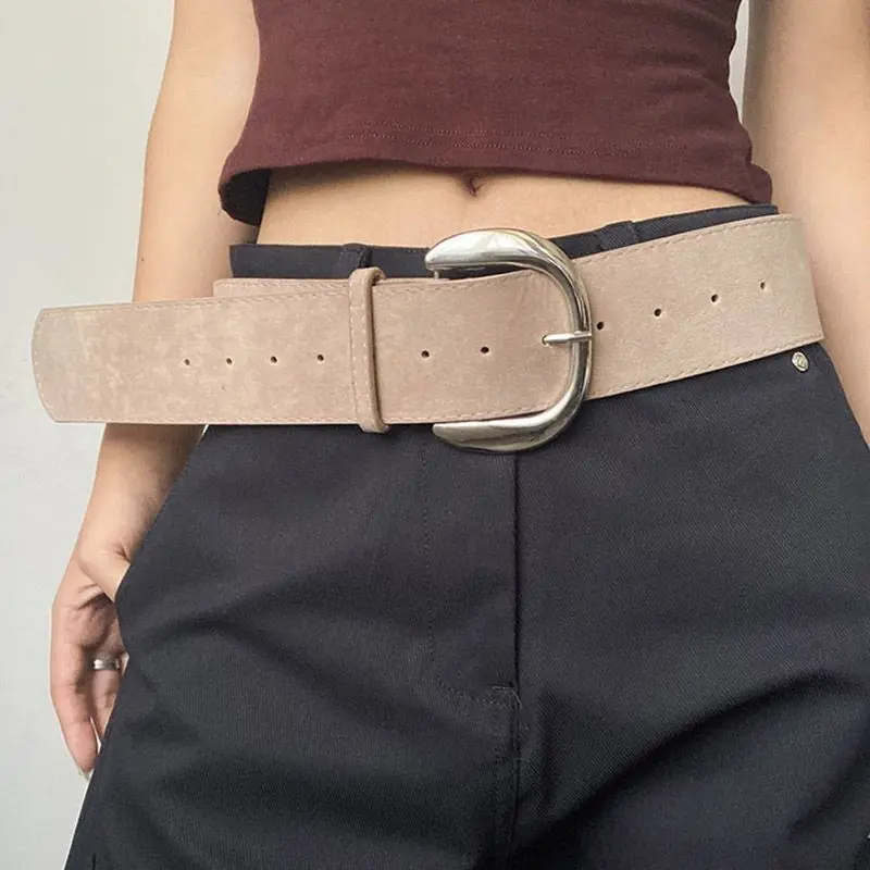 Retro Suede Wide-Width Belt - Niche Chic Design for Edgy Girls, Vintage Western Style Versatile Accessory