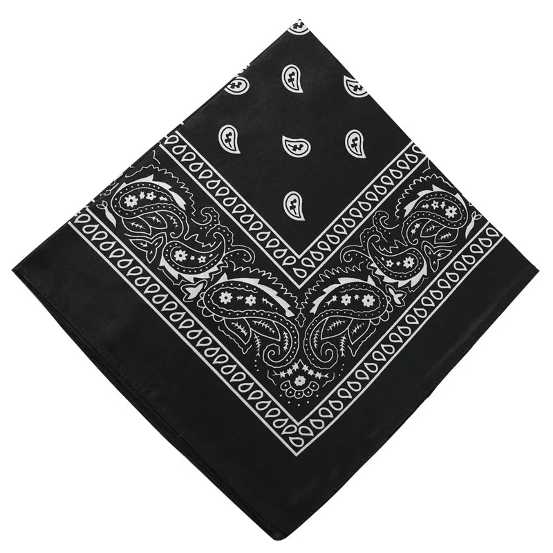 Large Bandana Headband - Handkerchief Bandanas for Men and Women - Paisley Bandana Pack - Cowboy Scarf, Black, Single Pack