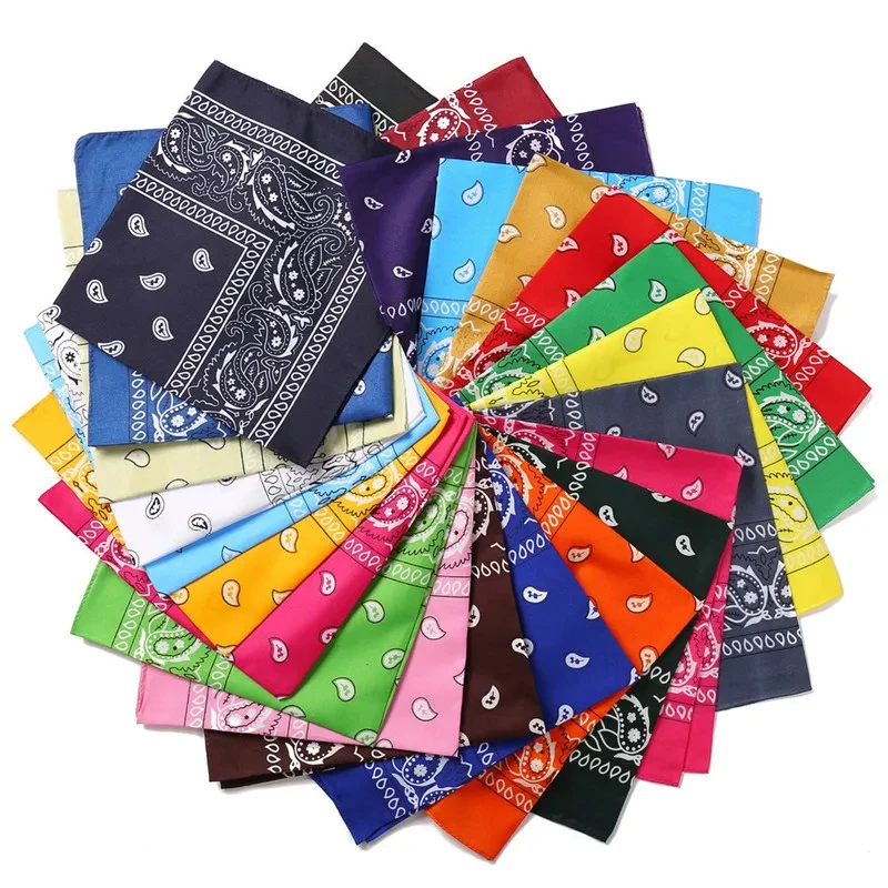 Large Bandana Headband - Handkerchief Bandanas for Men and Women - Paisley Bandana Pack - Cowboy Scarf, Black, Single Pack