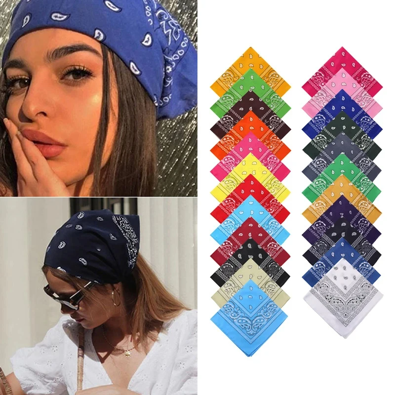 Large Bandana Headband - Handkerchief Bandanas for Men and Women - Paisley Bandana Pack - Cowboy Scarf, Black, Single Pack